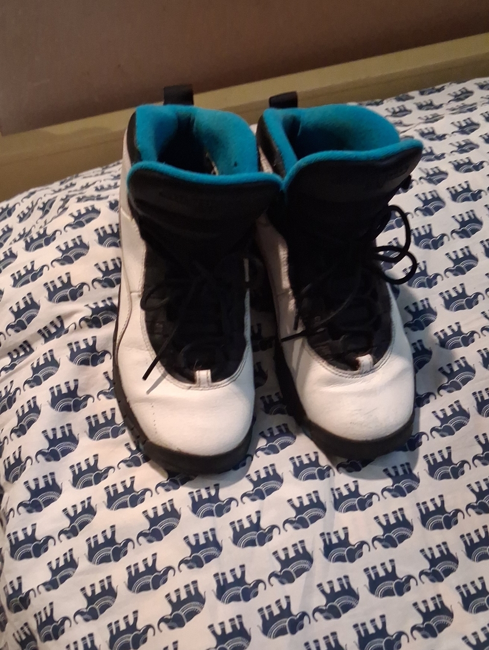Kids White and Black High-Top Sneakers with Teal Interior
